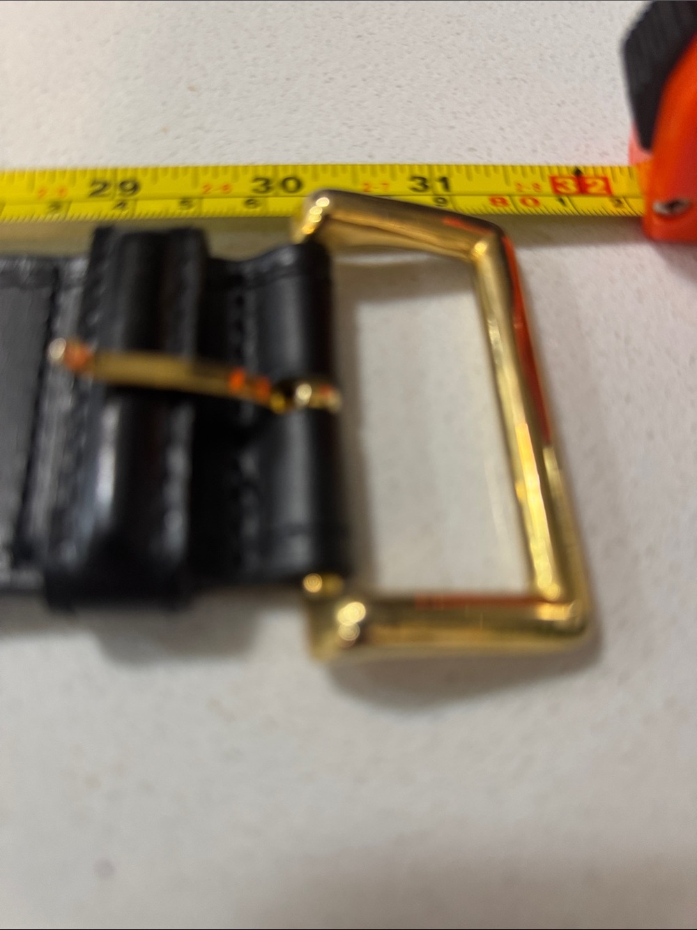 Vintage black leather belt with brass buckle & gold circles- small (as is scuff) - Picture 12 of 16